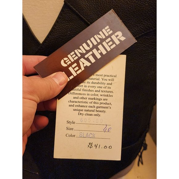Unik Genuine Leather Motorcycle Vest BNWT Men's size Large - Picture 6 of 6